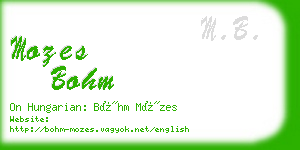 mozes bohm business card